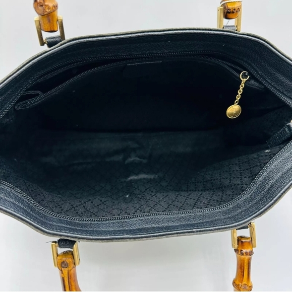 GUCCI Black Suede Bamboo Top Handle Satchel Hand Bag! - Picture 11 of 14